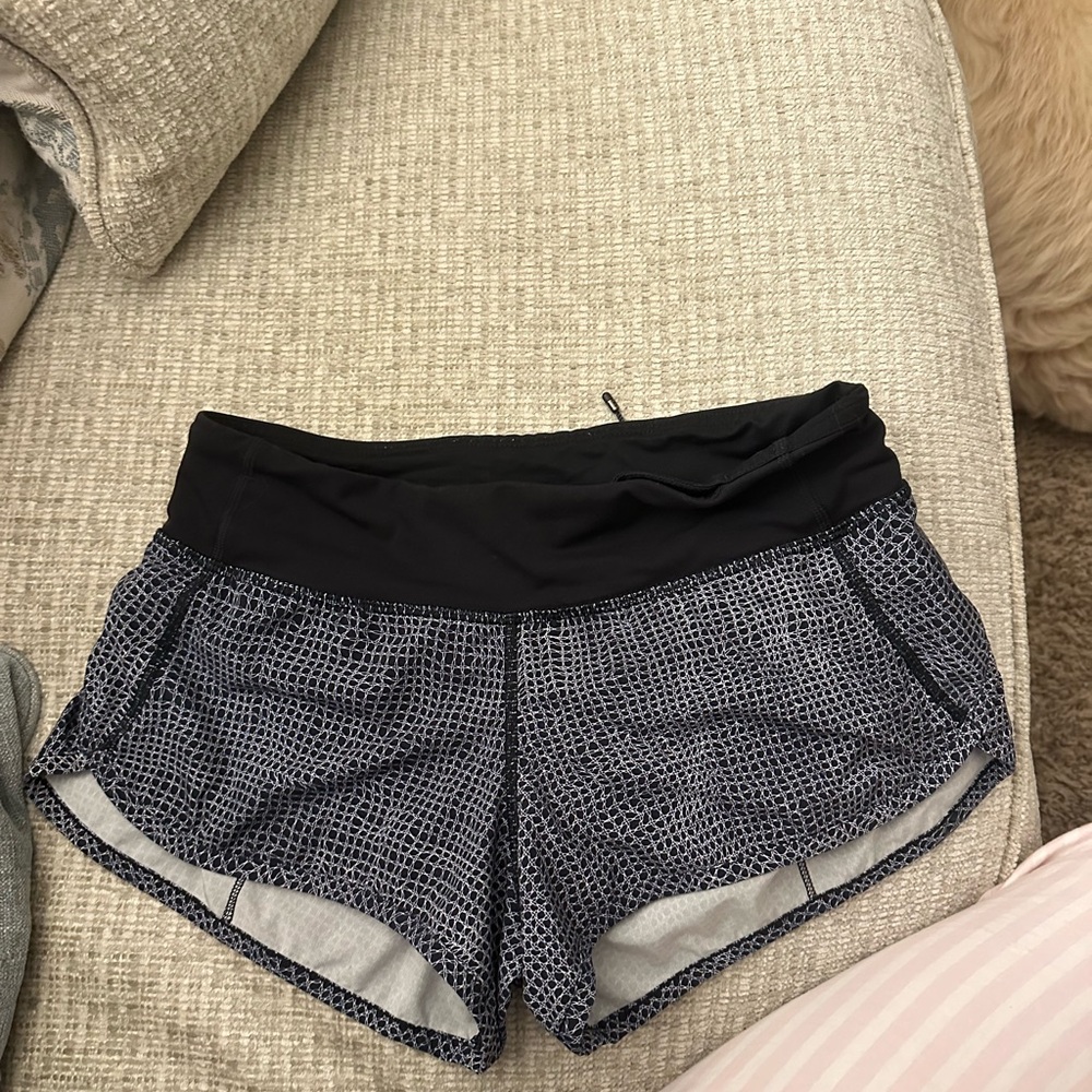Lululemon Athletica Black and white speed up shorts
